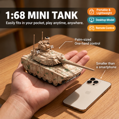 Mini RC Tank, 2.4G Remote Control Battle Tank with Rotating Turret, Lights, Sound, Recoil & Dual Motor