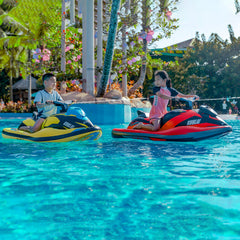 Motorized boat in pool