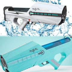 Electric water gun with white and blue color