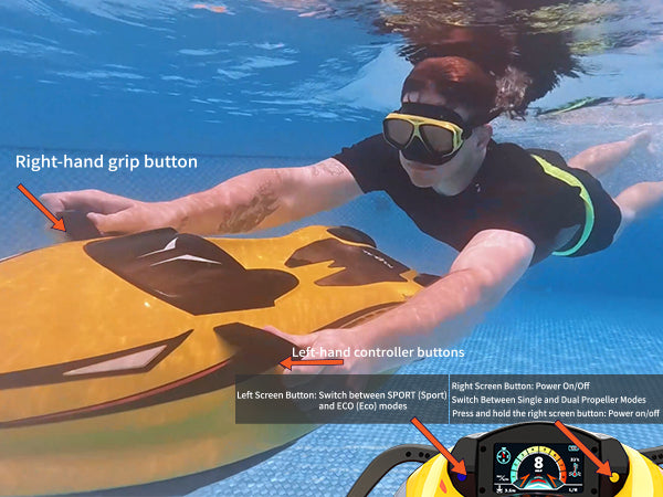 Electric Underwater Scooter for Swimming & Diving, Dual-Mode Water Propulsion with LED Lights, Display Screen, IP68 Waterproof Sea Scooter