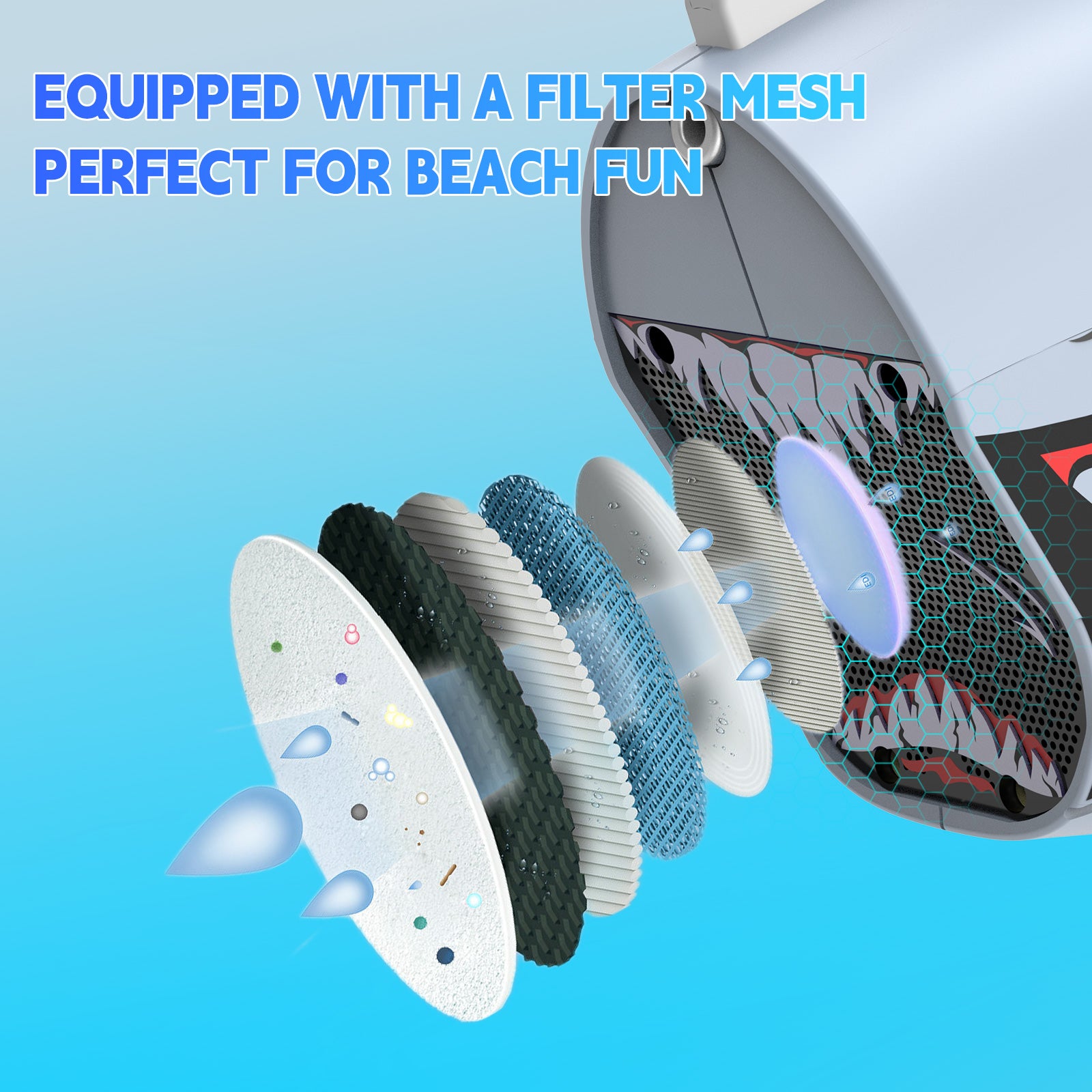 equipped of electric water gun with a filter mesh