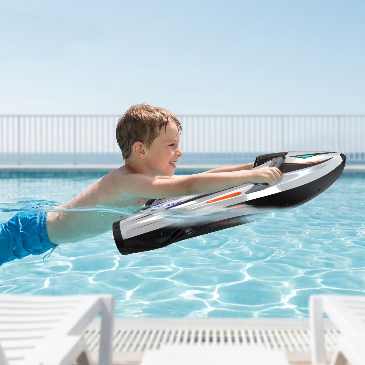 Upgraded Electric Water Scooter Orange – Premium Ride-On Jet Bodyboard for Pools, Lakes & Beach
